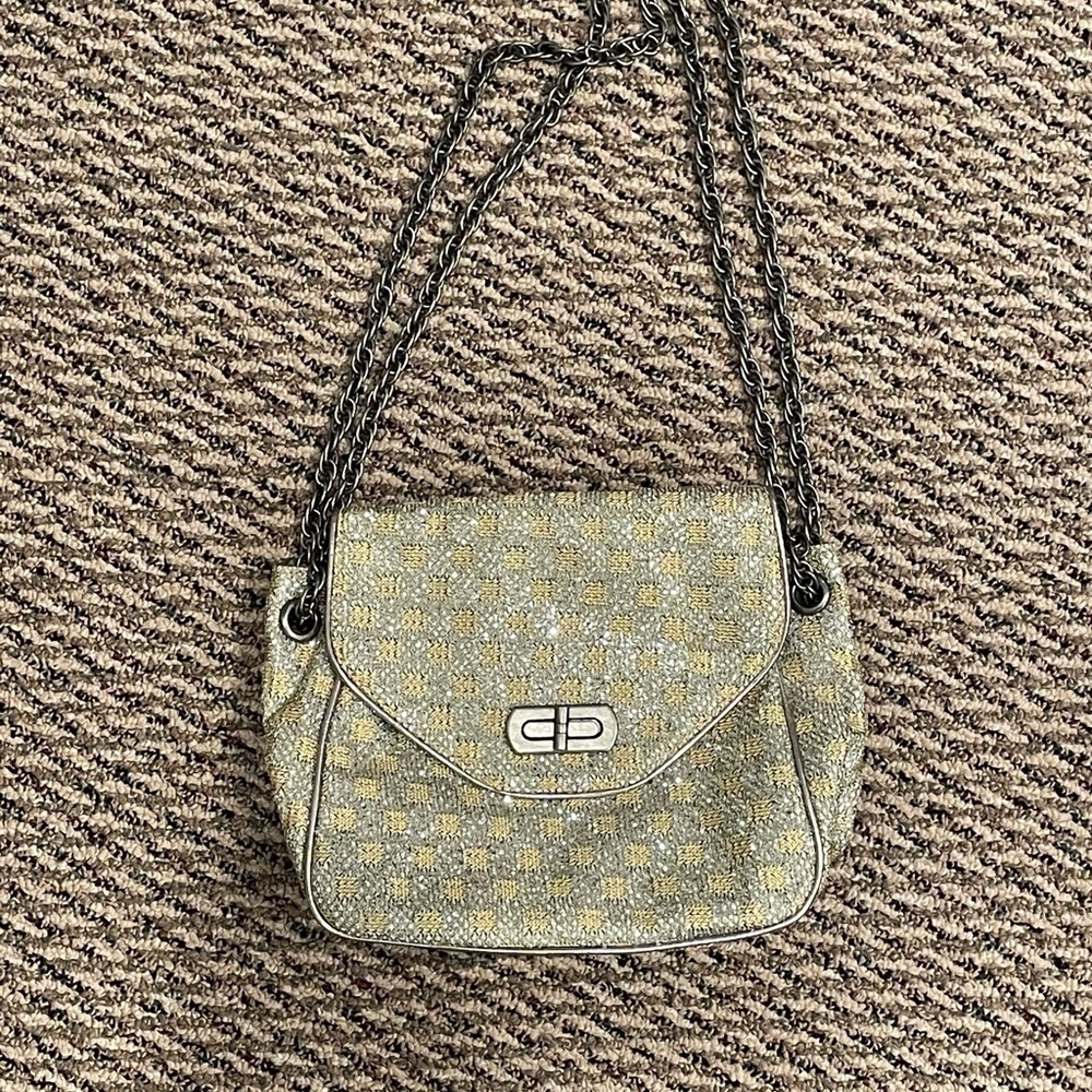 Shiny silver and gold shoulder bag